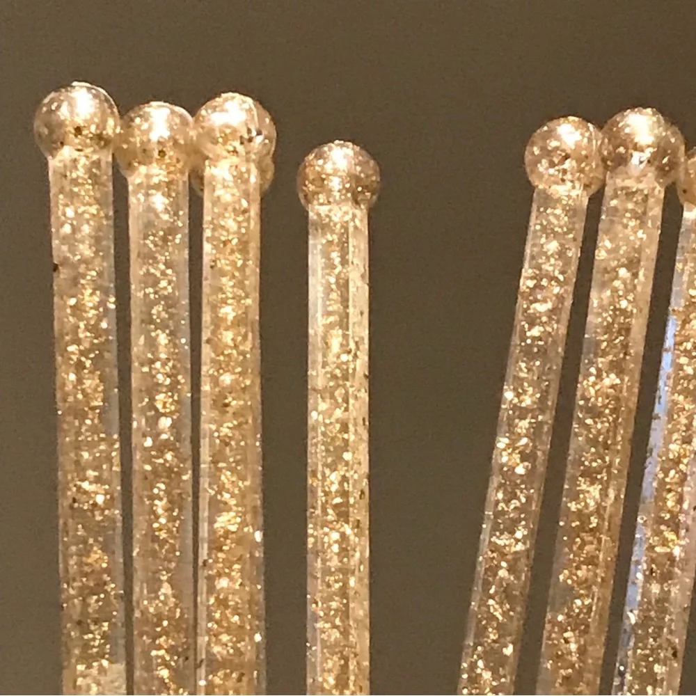 Vintage 9 Swizzle Sticks clear plastic with Gold glitter cocktail bar ware - Picture 9 of 11